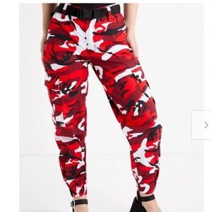 Red Camouflage Women's Cargo Pants